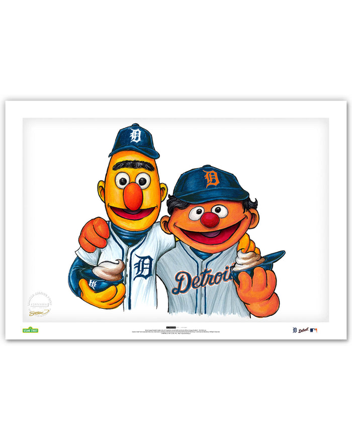 Bert and Ernie x MLB Tigers Limited Edition Art Print
