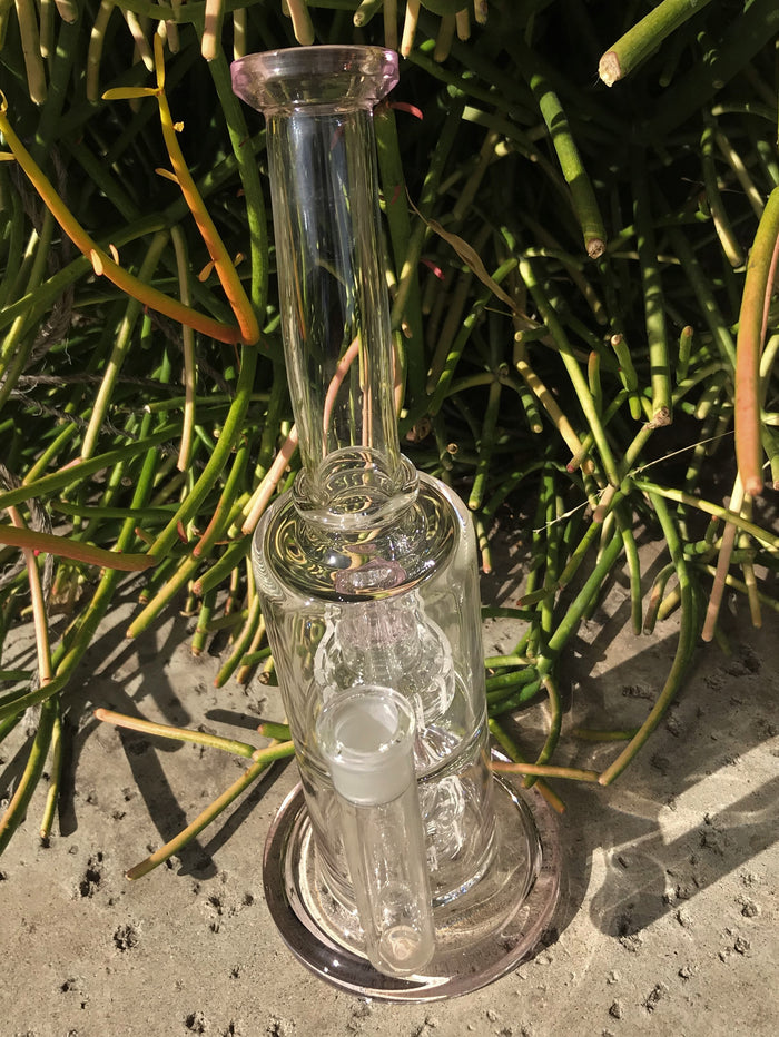 Best 11" Thick Glass Double Shower & Dome Perc Rig & Pink Glass Diamond Bowl - Bubble Gum