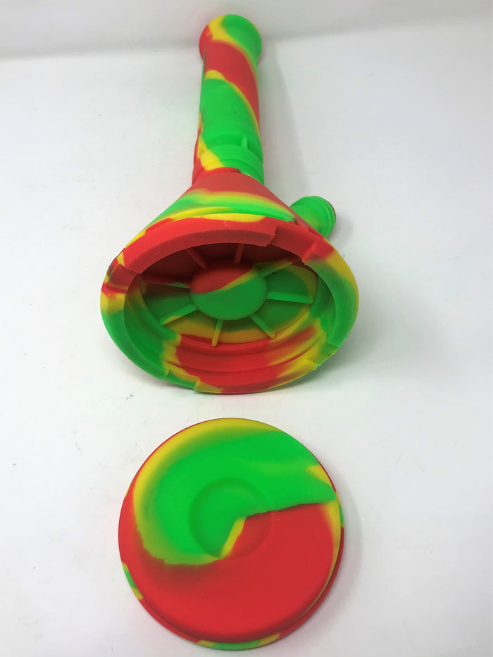 Best 12" Unbreakable Thick Silicone Beaker Bong w/Quartz Banger, Tool & 2 - Bowls Rasta Set - Last One!