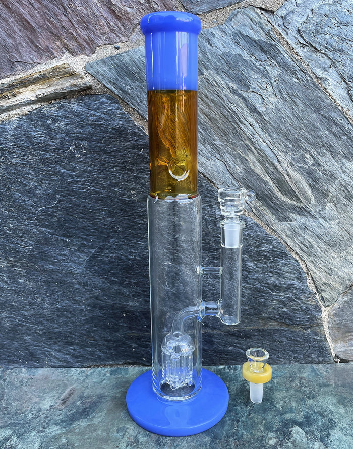 Best 14.5" Straight Thick Glass Rig Tree Arm Perc 2 - 14mm Bowls