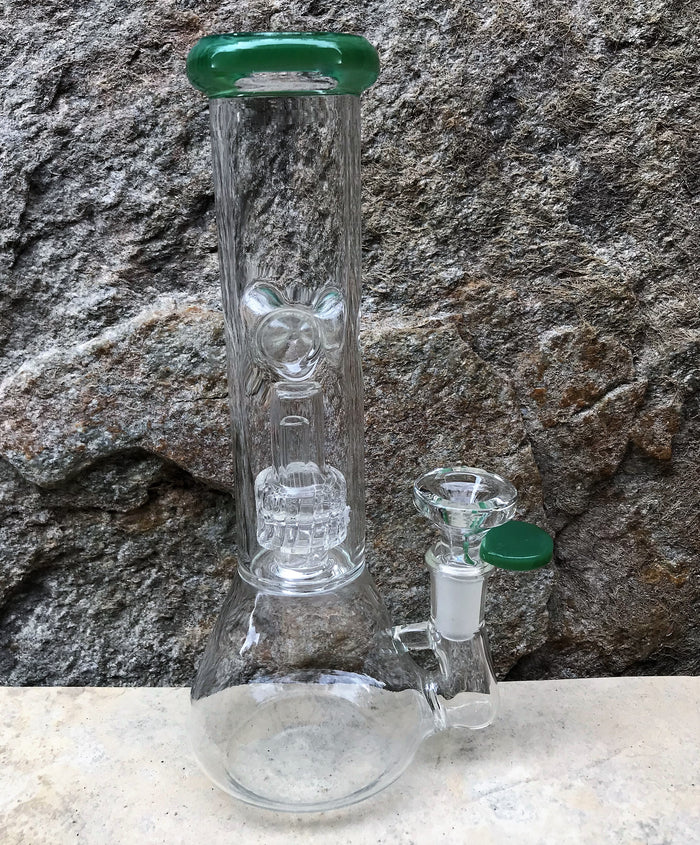 Best 8.5" Thick Glass Beaker Rig Shower & Dome Perc Ice Catchers 14mm - Grass