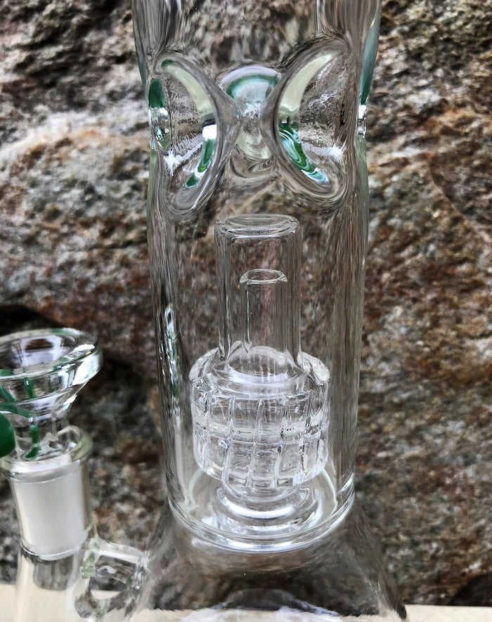 Best 8.5" Thick Glass Beaker Rig Shower & Dome Perc Ice Catchers 14mm - Grass