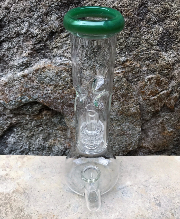 Best 8.5" Thick Glass Beaker Rig Shower & Dome Perc Ice Catchers 14mm - Grass