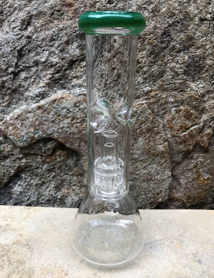 Best 8.5" Thick Glass Beaker Rig Shower & Dome Perc Ice Catchers 14mm - Grass