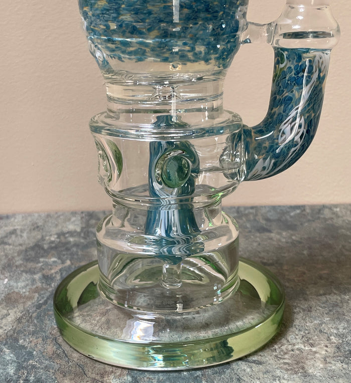 Best Handmade Thick Glass 13.5" Straight Rig Shower Perc 14mm Horn Bowl