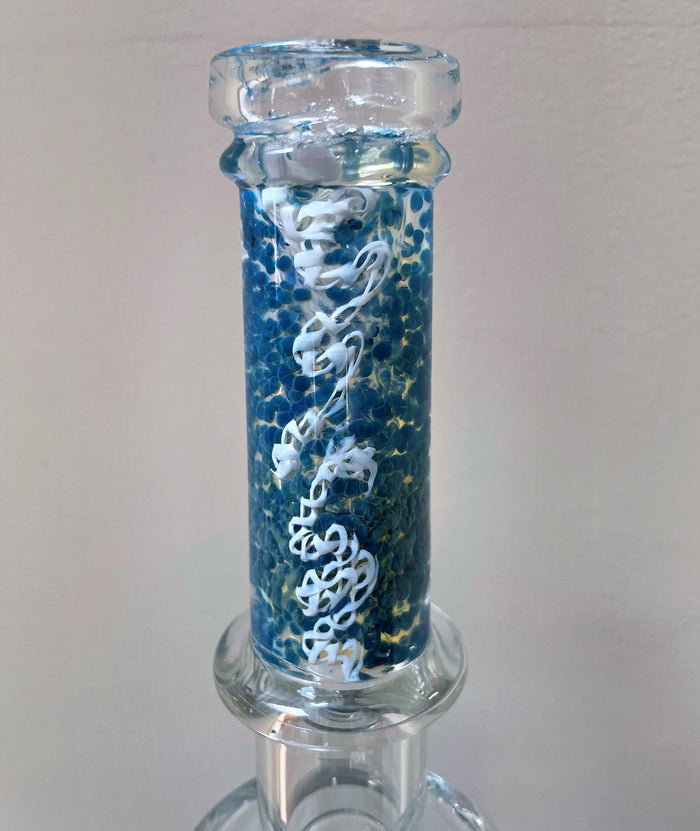 Best Handmade Thick Glass 13.5" Straight Rig Shower Perc 14mm Horn Bowl