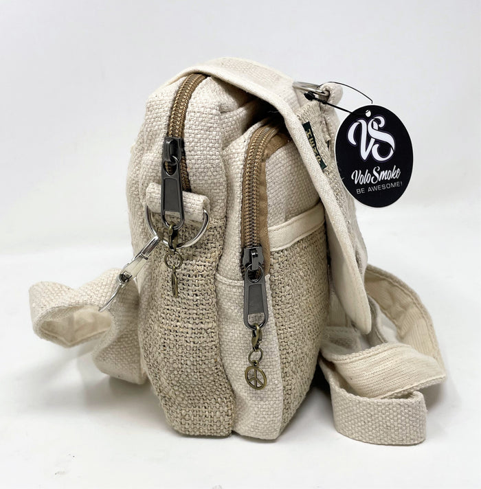 Best Quality Hemp Crossbody Bag w/Functional Glass Pendant Necklace Volo Brand