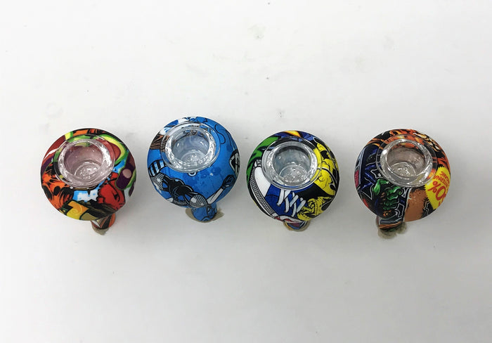 Best Silicone 14mm Male Design Bowl with Glass Screen Random Design (1 qty)
