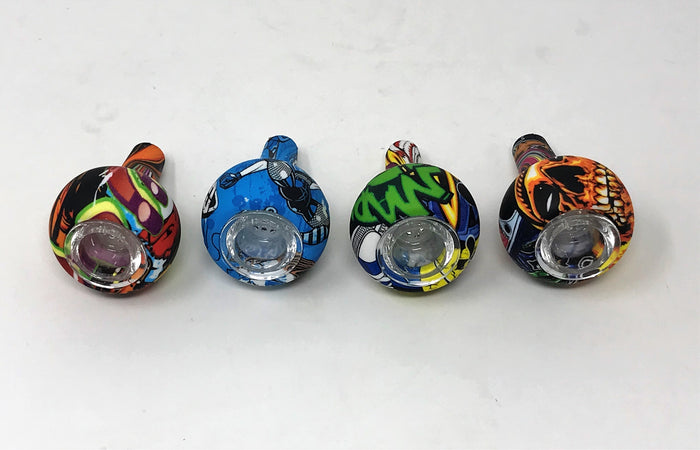 Best Silicone 14mm Male Design Bowl with Glass Screen Random Design (1 qty)