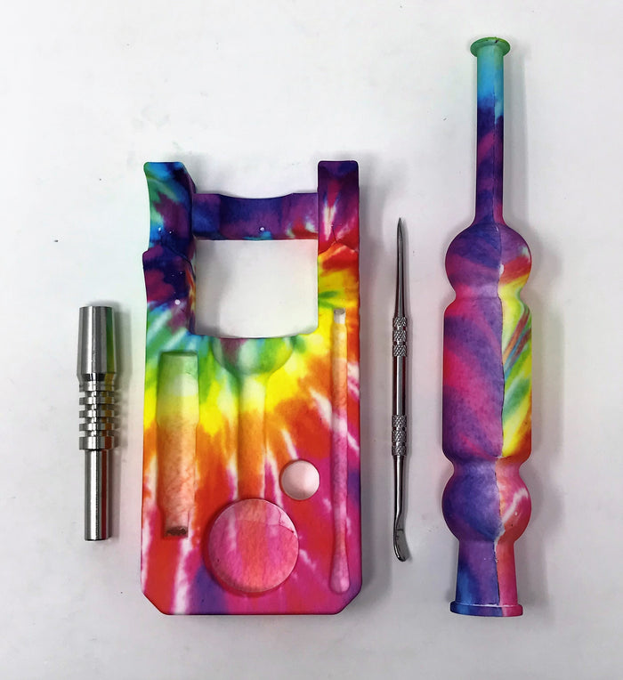 Best Silicone Nectar Kit w/Honey Straw Dab Tool Titanium nail Tie Dye Design