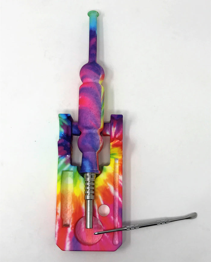 Best Silicone Nectar Kit w/Honey Straw Dab Tool Titanium nail Tie Dye Design