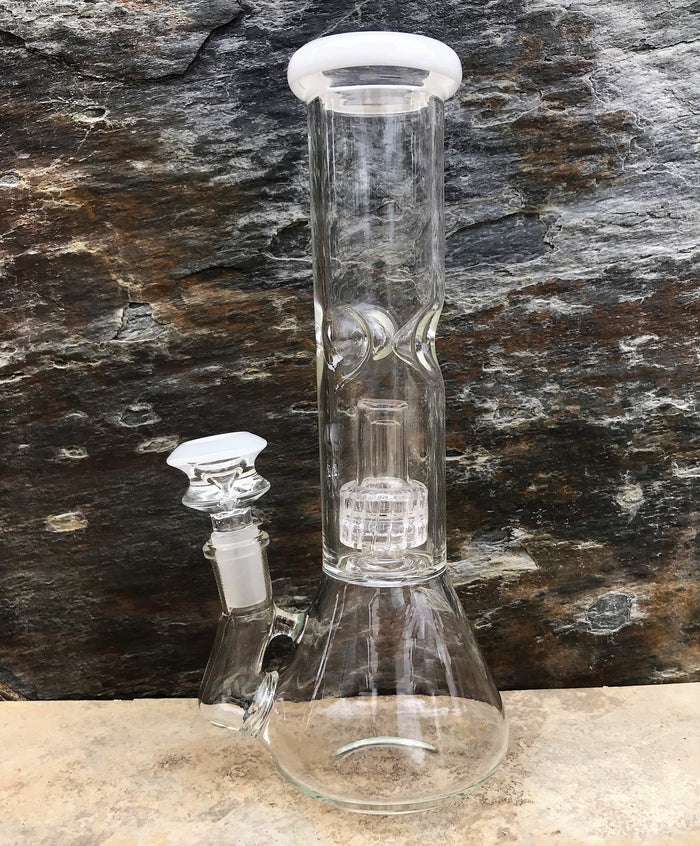 Best thick Glass 8.5" Beaker Rig Shower & Dome Perc Ice Catchers 14mm Bowl - Ice