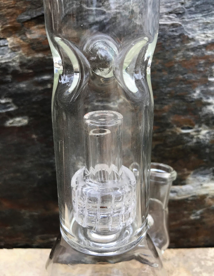Best thick Glass 8.5" Beaker Rig Shower & Dome Perc Ice Catchers 14mm Bowl - Ice