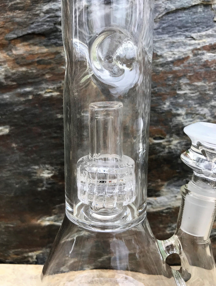 Best thick Glass 8.5" Beaker Rig Shower & Dome Perc Ice Catchers 14mm Bowl - Ice