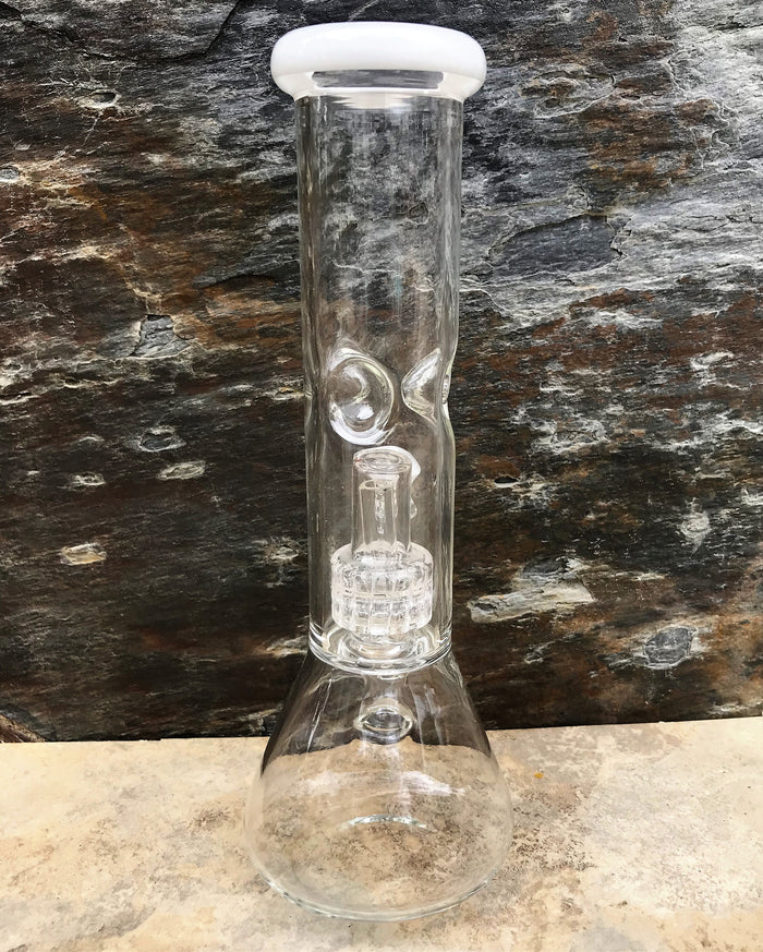 Best thick Glass 8.5" Beaker Rig Shower & Dome Perc Ice Catchers 14mm Bowl - Ice