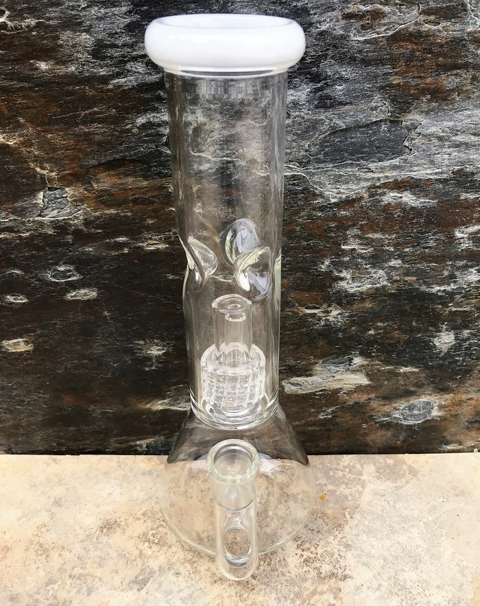 Best thick Glass 8.5" Beaker Rig Shower & Dome Perc Ice Catchers 14mm Bowl - Ice
