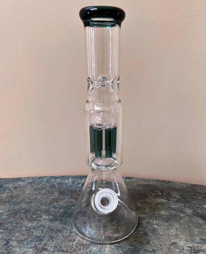 Best Thick Glass Beaker 10.5" Bong 6 Arm Tree Perc Quartz Banger + Bowl - Go For It!
