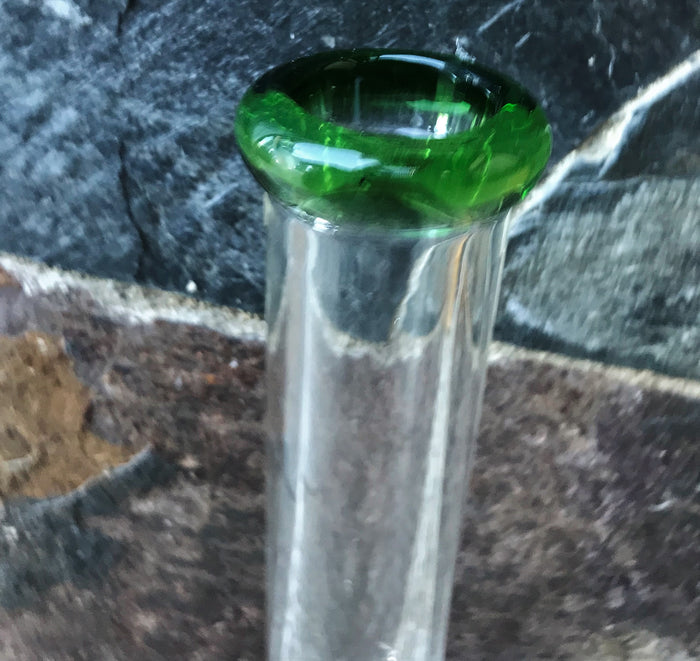 Best Thick Glass Beaker 13" Bong Pipe w/Green at Mouth Rim Green Diamond Bowl