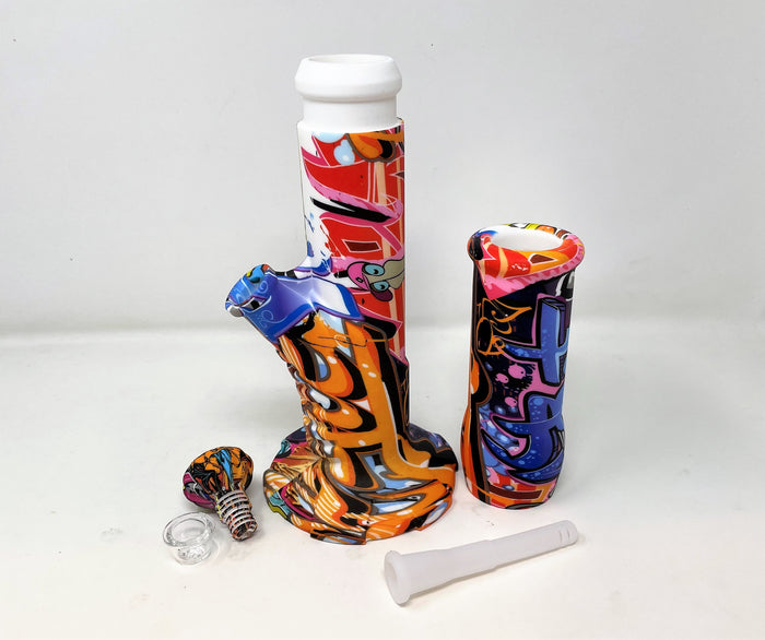 Best Thick Silicone Detachable Unbreakable 14.5" Bong Cool Graphics