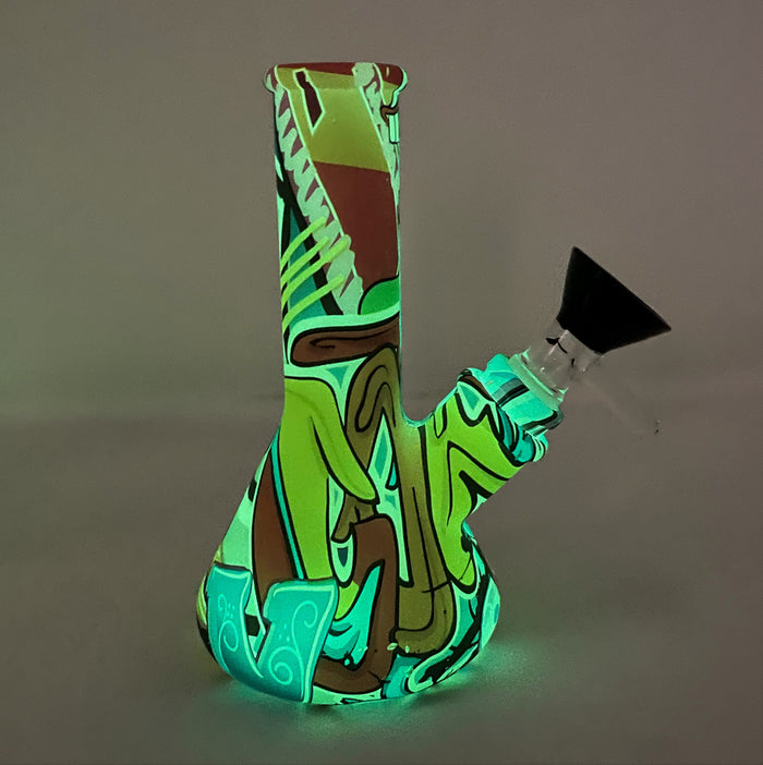 Best Thick Silicone Glow in the Dark Mini 5" Bong Graphic Design