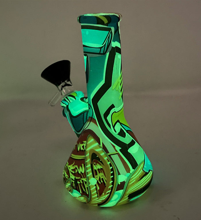Best Thick Silicone Glow in the Dark Mini 5" Bong Graphic Design