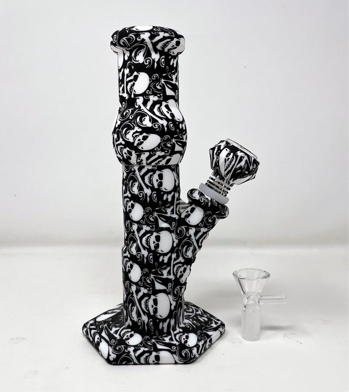 Best unbreakable Detachable Silicone 8.5" Bong w/Skull Graphic Design