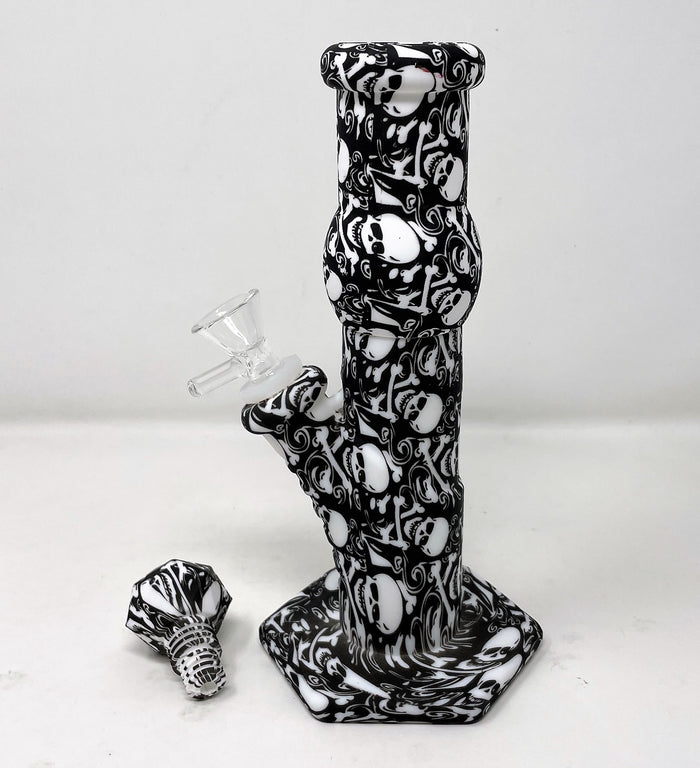 Best unbreakable Detachable Silicone 8.5" Bong w/Skull Graphic Design