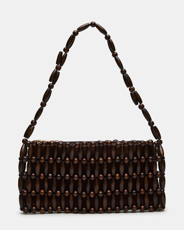 BEXA Chocolate Beaded Marble Shoulder Handbag | Steve Madden