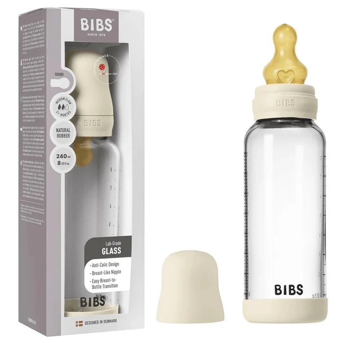 Bibs Glass Baby Bottle Complete Set 240ml - Latex