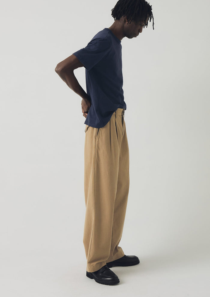 Bill Cotton Canvas Wide Leg Trousers | Ash Brown