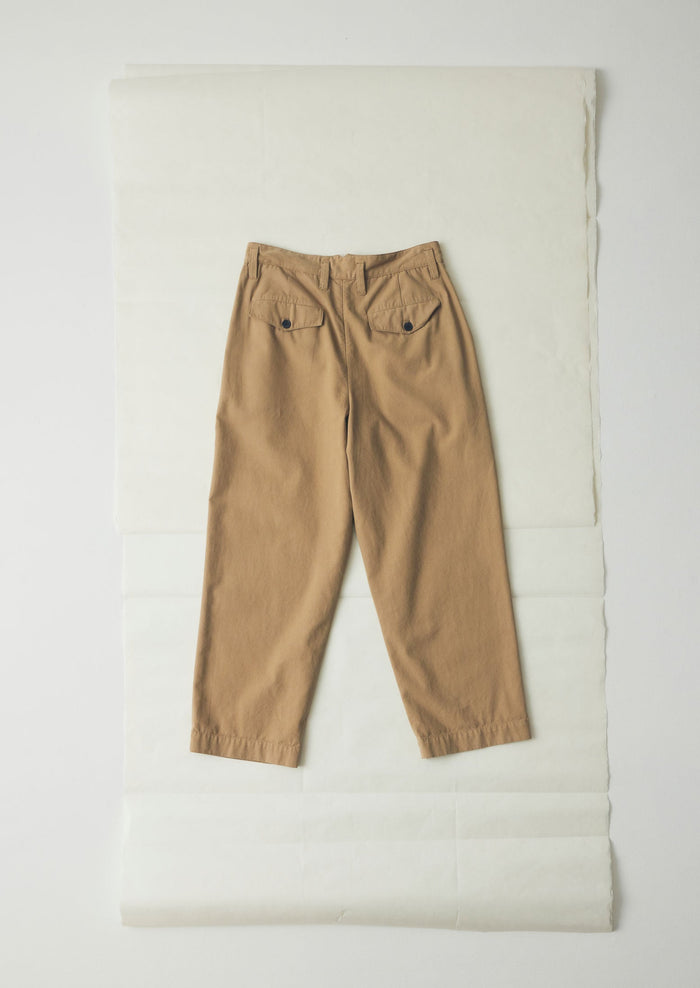 Bill Cotton Canvas Wide Leg Trousers | Ash Brown