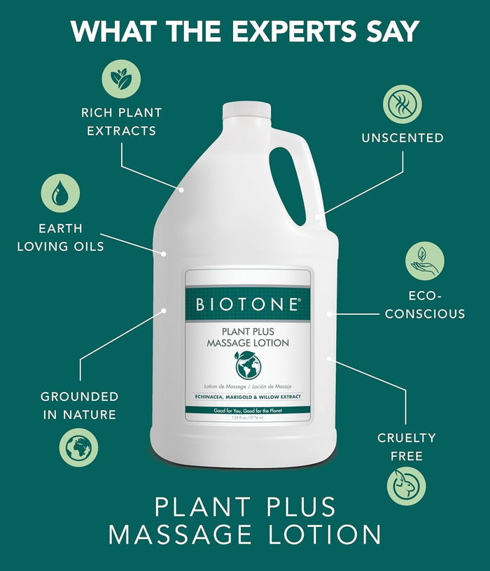Biotone Plant Plus Massage Lotion, Unscented, 128 fl oz