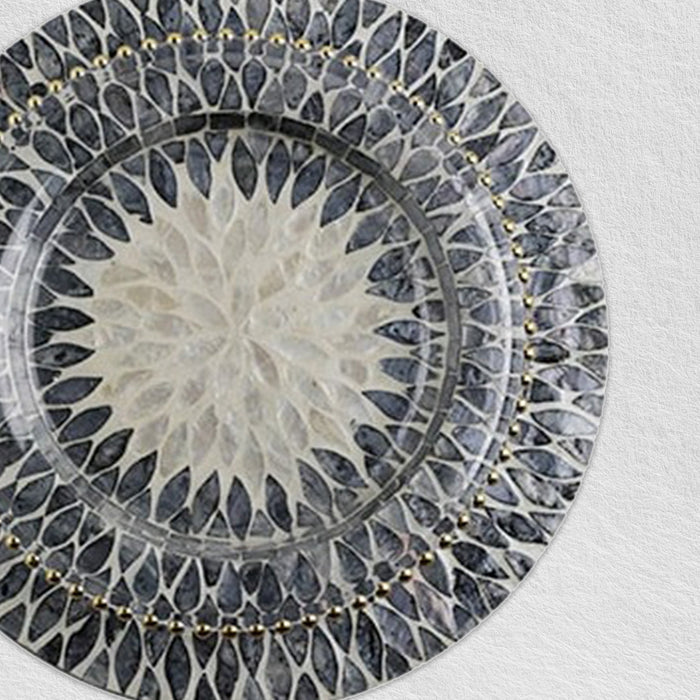 Black Flower Gold Pearl Under Plates
