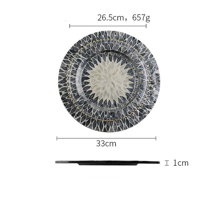 Black Flower Gold Pearl Under Plates