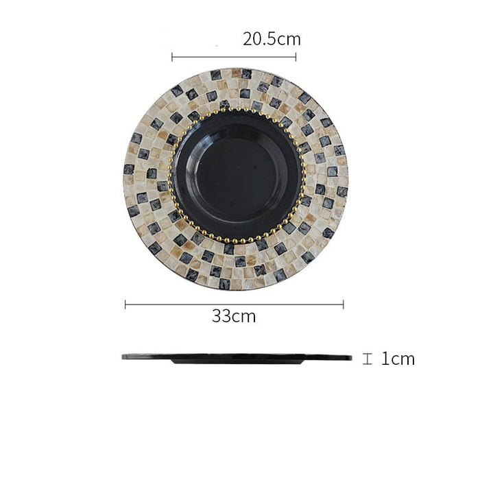 Black Plaid Gold Pearl Under Plates