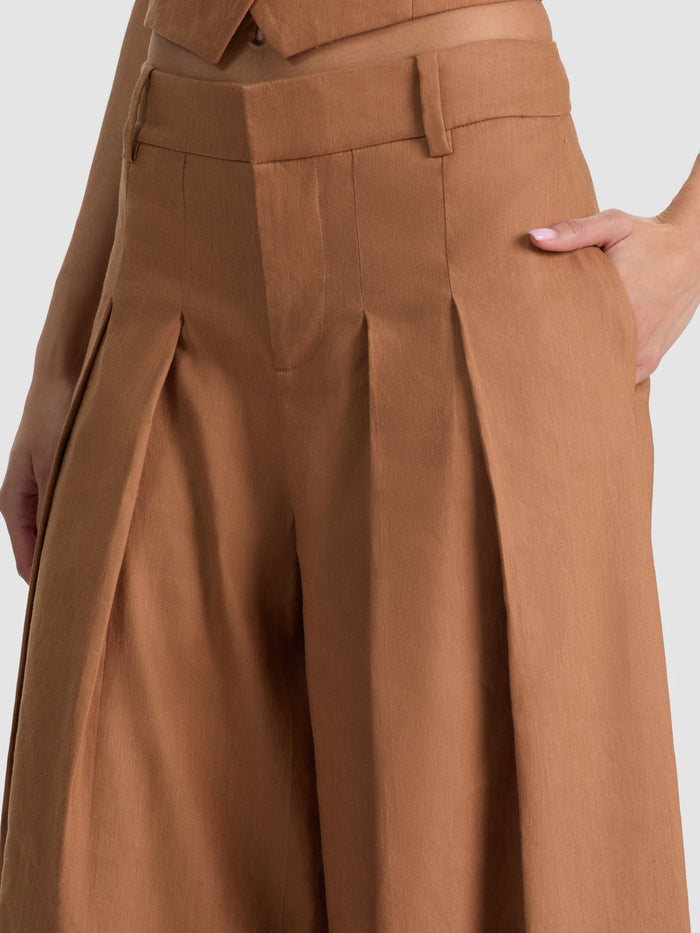 BLAIRE PLEATED PANT - TAN