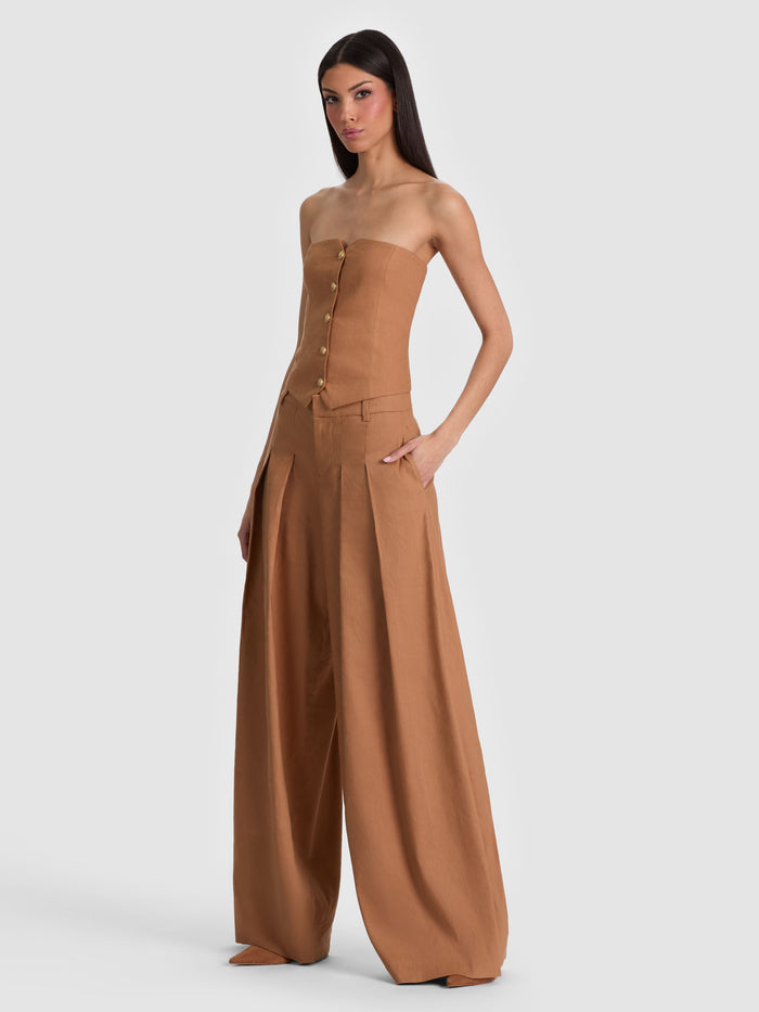 BLAIRE PLEATED PANT - TAN
