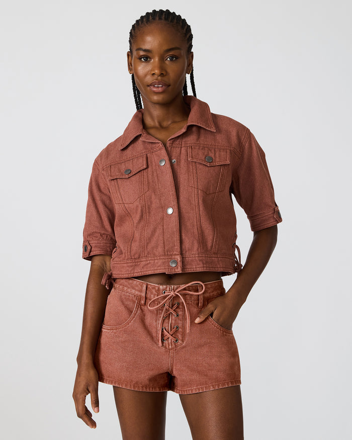 BLU Rust Short-Sleeved Denim Button-Up Women's Jacket | Steve Madden