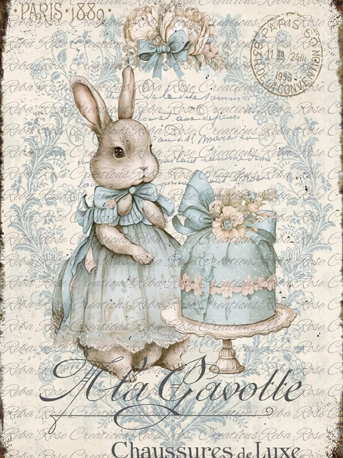 Blue Bunny Sweetie Cake Rice Paper by Reba Rose Creations