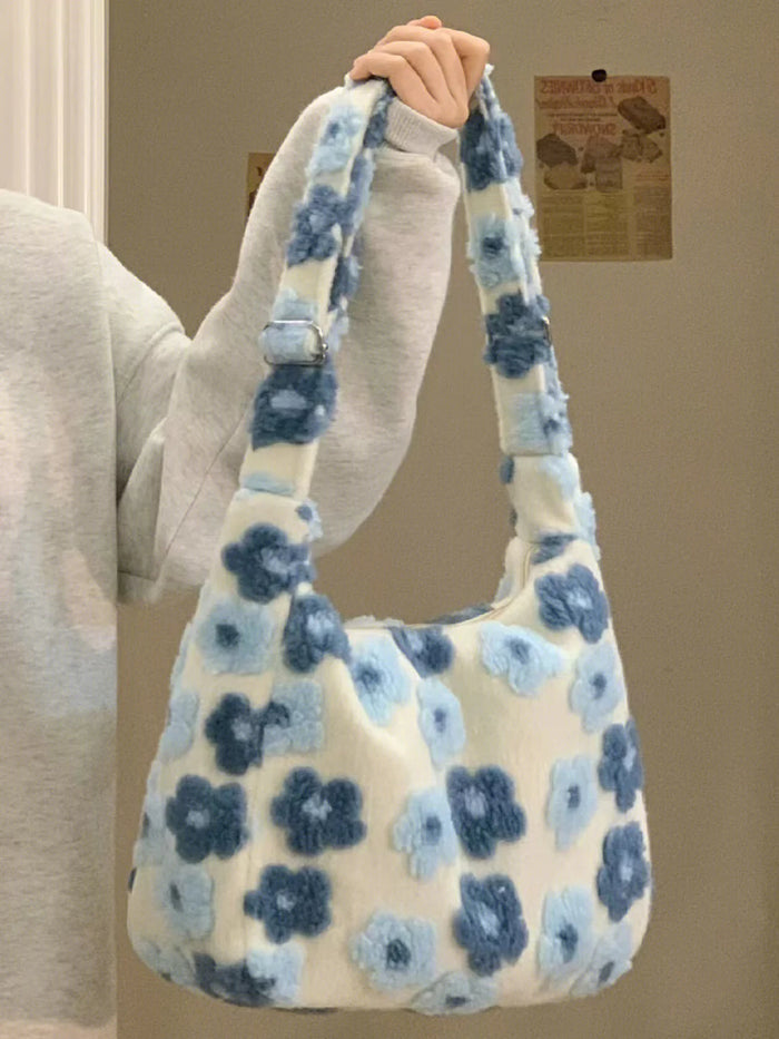 Blue Daisy Plush Bag