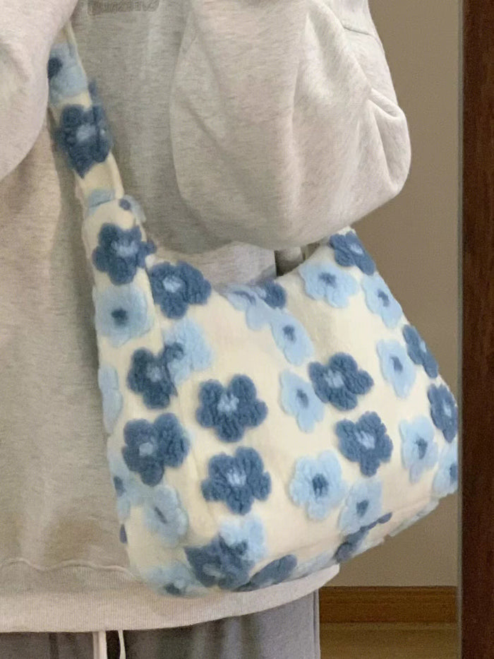Blue Daisy Plush Bag