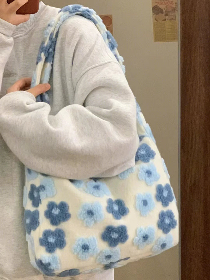 Blue Daisy Plush Bag