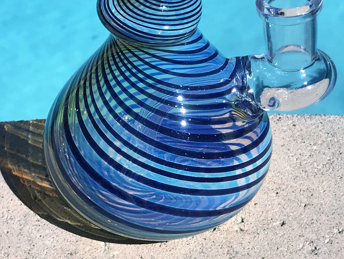 Blue Swirl 6" Water Rig Fumed Thick Glass 14mm Bowl