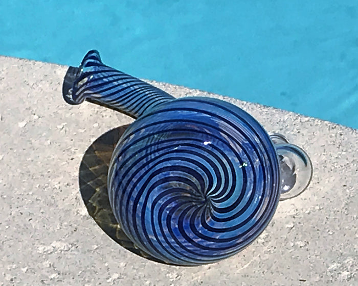 Blue Swirl 6" Water Rig Fumed Thick Glass 14mm Bowl