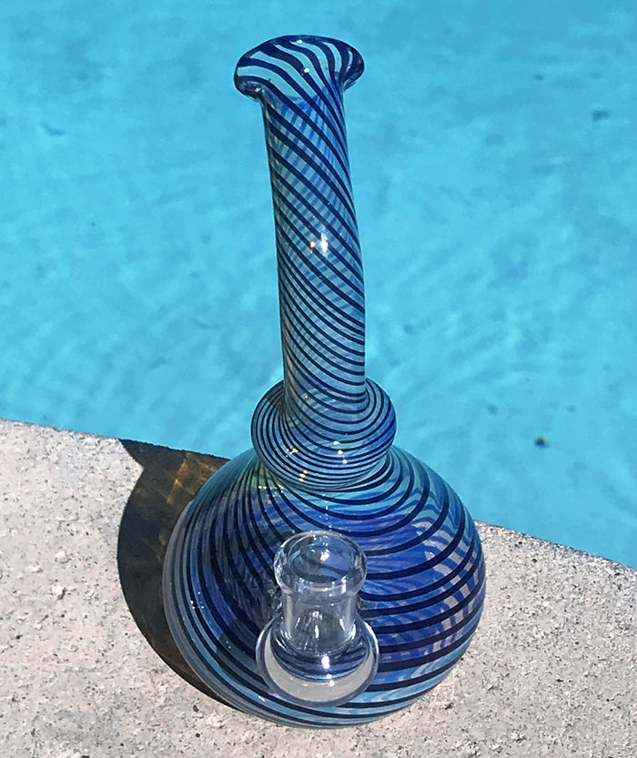 Blue Swirl 6" Water Rig Fumed Thick Glass 14mm Bowl