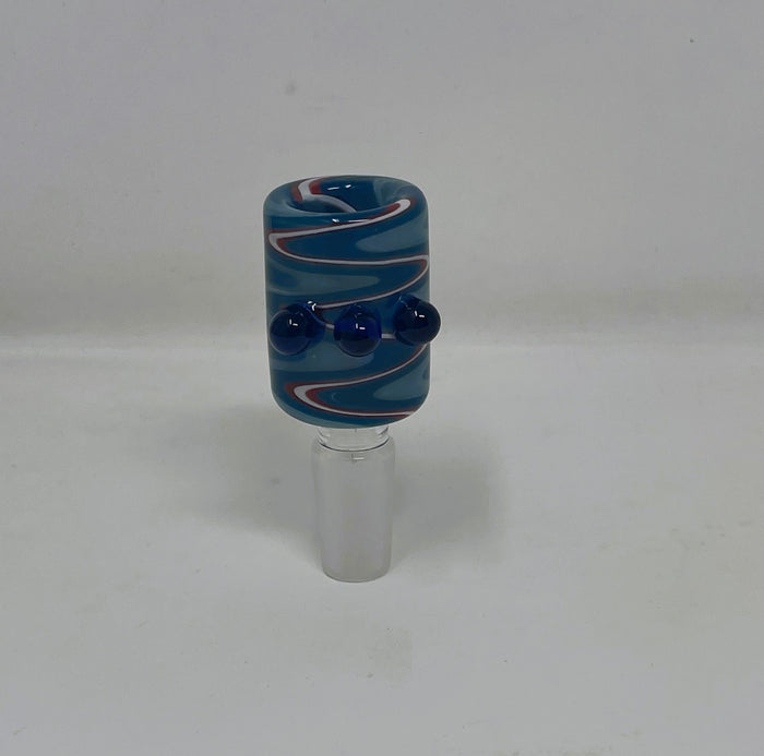 Blue Swirl Design Handmade 14mm Male Thick Glass Bowl