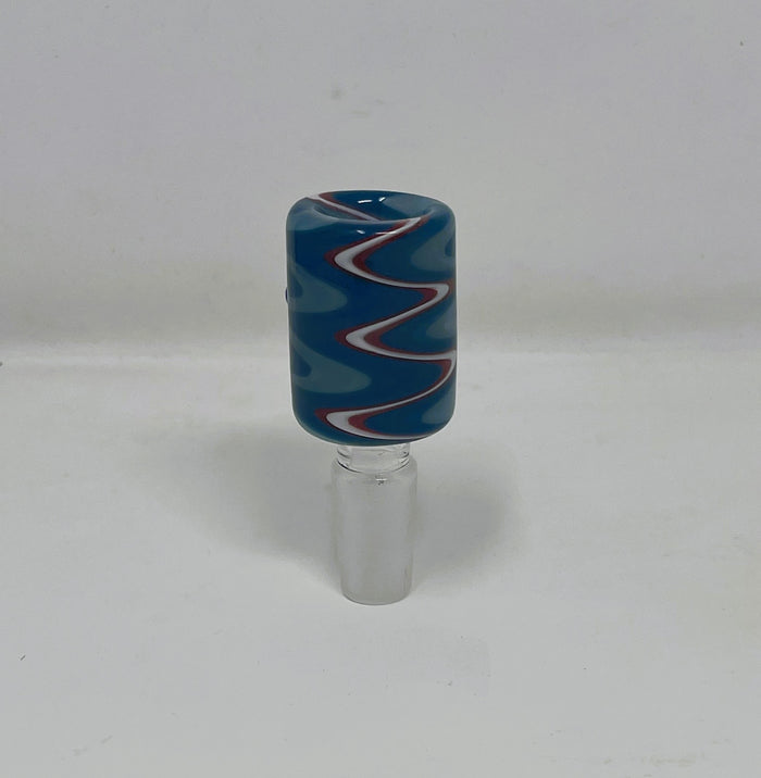 Blue Swirl Design Handmade 14mm Male Thick Glass Bowl