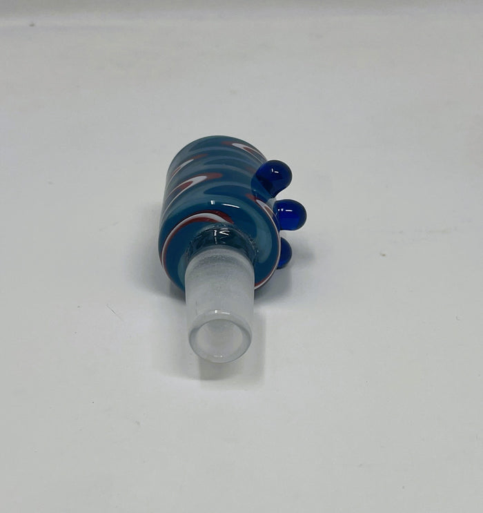 Blue Swirl Design Handmade 14mm Male Thick Glass Bowl