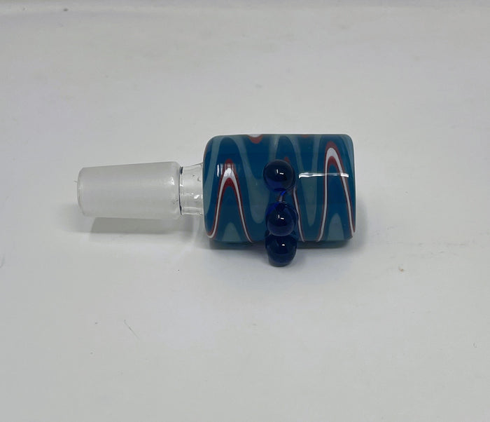 Blue Swirl Design Handmade 14mm Male Thick Glass Bowl