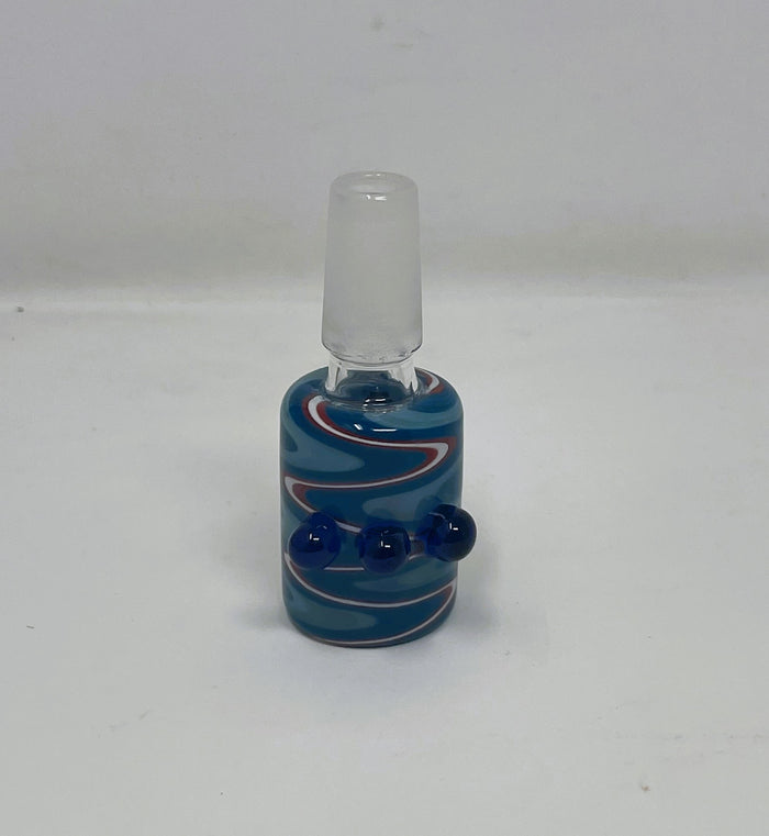 Blue Swirl Design Handmade 14mm Male Thick Glass Bowl